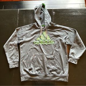 Adidas Small Gray and Neon Hoodie Sweatshirt